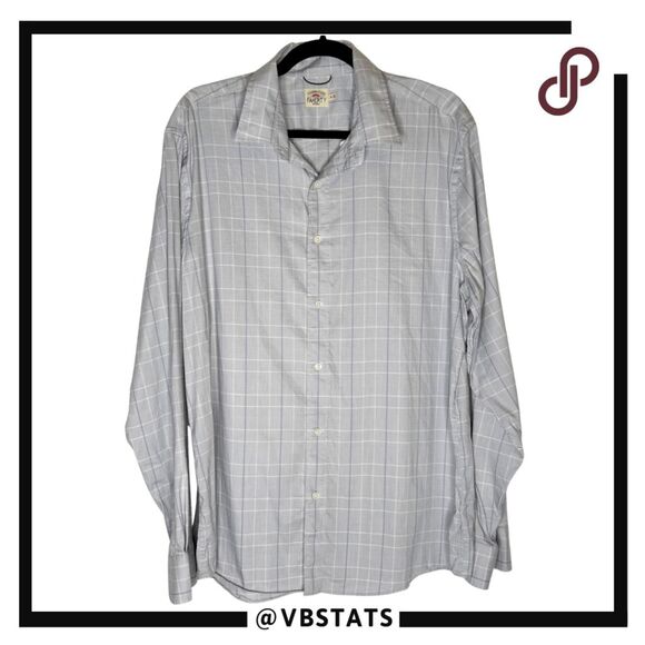 Faherty Men’s Supima Cotton Blend Long Sleeve Checked Button Up Shirt Gray XL - Picture 1 of 8